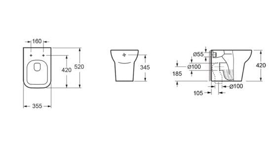 Essentials Suburb /Xcite /Flite Back To Wall 520mm Short Projection WC