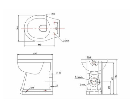 Burlington Regal Round Back-To-Wall Toilets - White