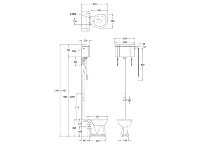 Burlington Standard High Level WC with Single Flush