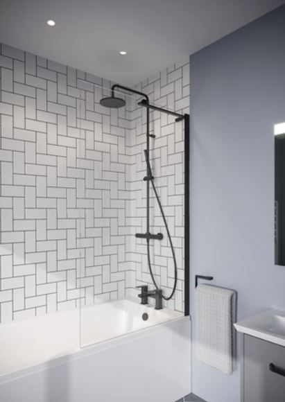 Crosswater Clear 6 Fixed Single Panel - Matt Black
