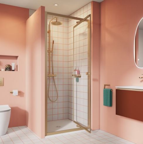 Crosswater Clear 6 1000mm Infold Shower Door Brushed Brass Frame