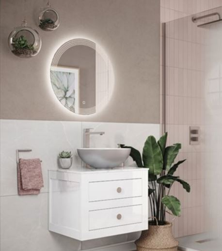 Canvass 600mm LED illuminated mirror w/ demister pad