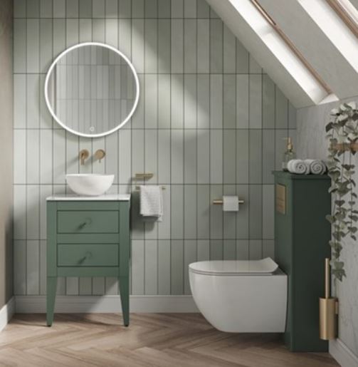 Crosswater Canvass Sage Green 485mm Double Drawer Vanity Unit