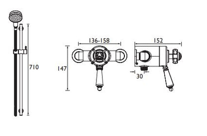 Dawlish Exposed Thermostatic Dual Control Shower Valve