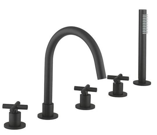 Crosswater MPro Crosshead Bath 5 Hole Set Carbon Black