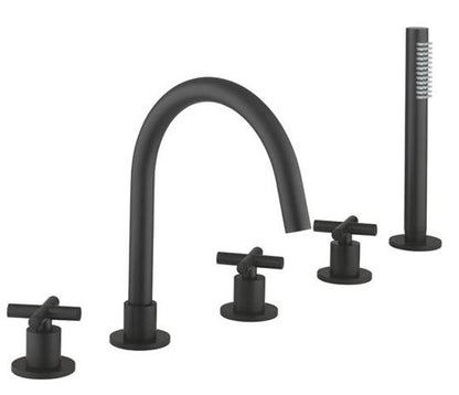 Crosswater MPro Crosshead Bath 5 Hole Set Carbon Black