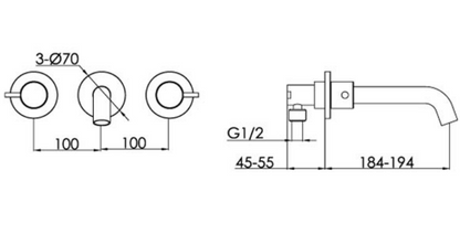 Just Taps Inox Wall Mounted Basin Mixer