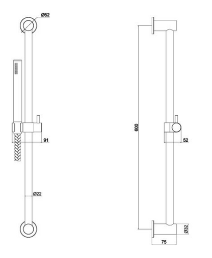 Just Taps Inox Slide Rail - Pure Stainless Steel Elegance