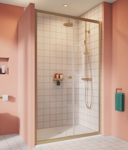 Crosswater Clear 6 1400mm Sliding Shower Door SBrushed Brass