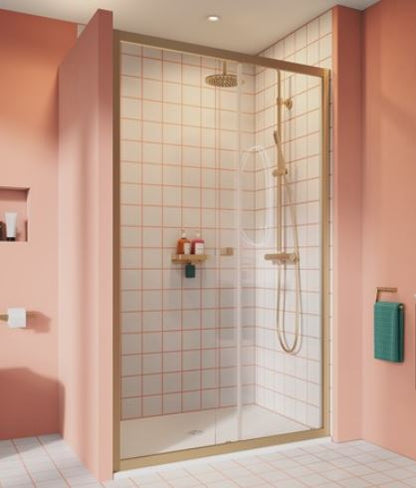 Crosswater Clear 6 1400mm Sliding Shower Door SBrushed Brass