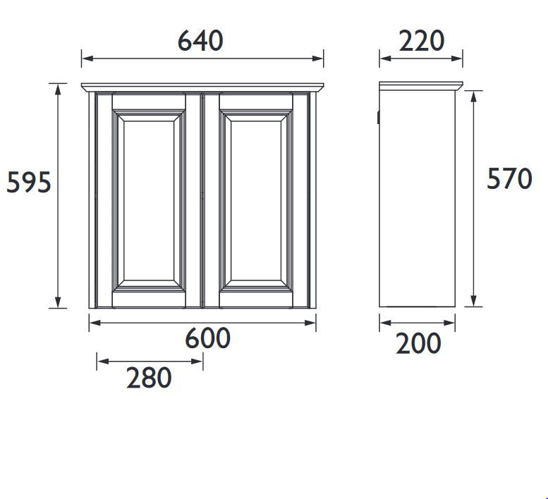 Caversham Double Door Mirrored Wall Cabinet Chantilly