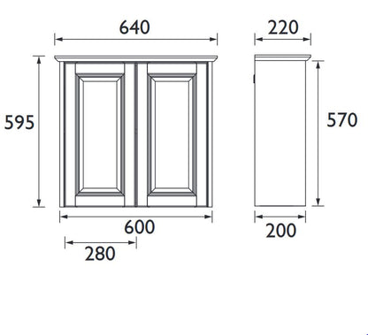 Caversham Double Door Mirrored Wall Cabinet Chantilly