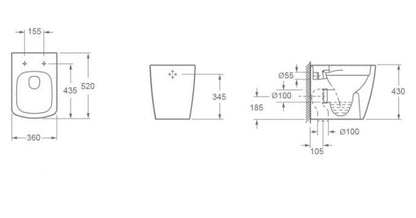 Essentials Ravine Back to Wall Short Projection Rimless Comfort Height WC