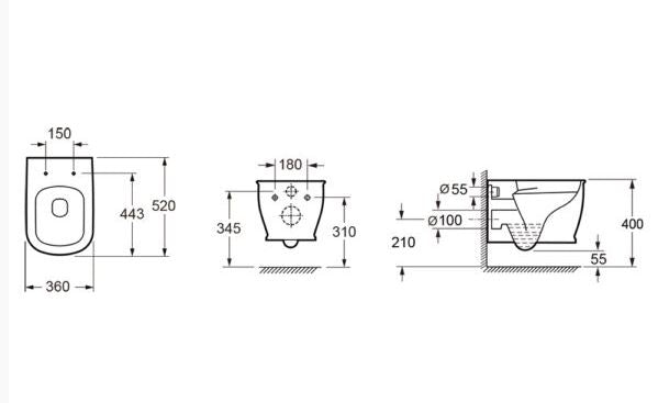 Essentials Liberty 520mm Wall Hung Pan