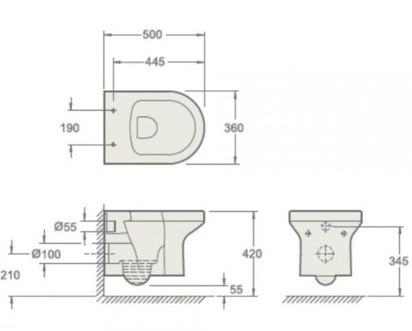 Essentials Alma Rimless Wall Hung Pan