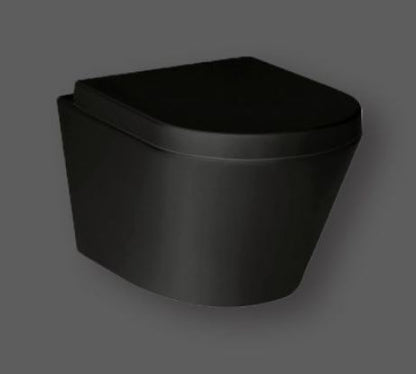 Essentials Arco 520mm Rimless Black Wall Hung Pan