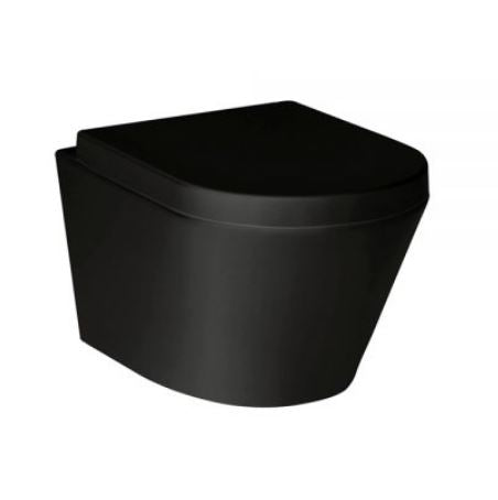 Essentials Arco 520mm Rimless Black Wall Hung Pan