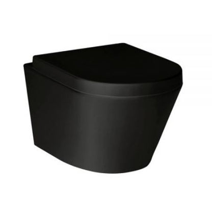 Essentials Arco 520mm Rimless Black Wall Hung Pan