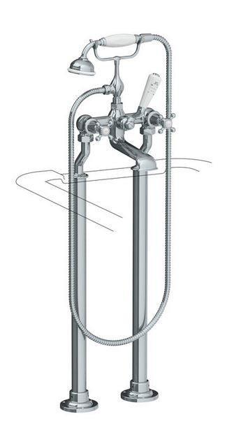 Lefroy Brooks Connaught Bath Shower Mixer, Adjustable Sleeves For Rim Mounting - A/Gold