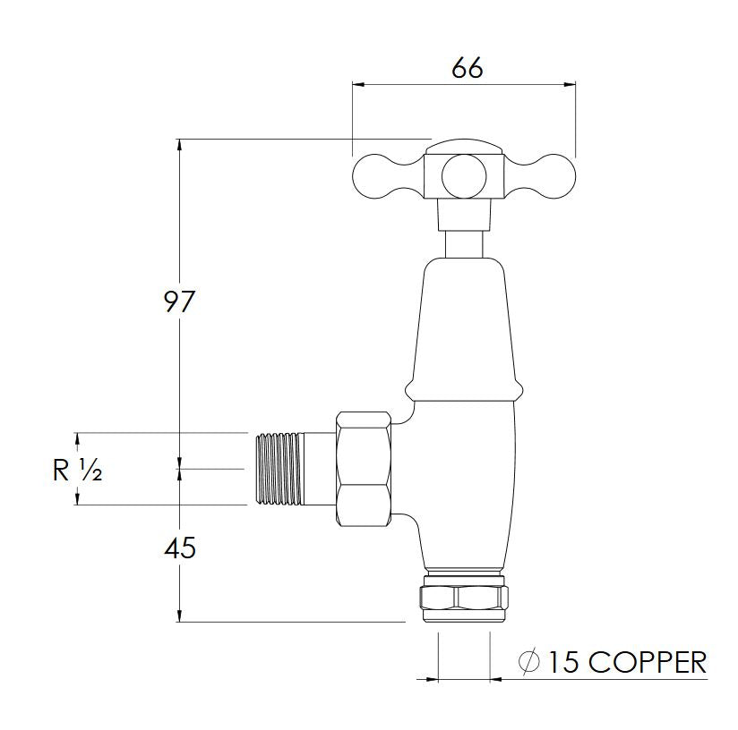 Lefroy Brooks Connaught Classic Radiator Stopcocks (pair) - S/Nickel
