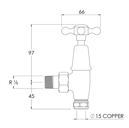 Lefroy Brooks Connaught Classic Radiator Stopcocks - A/Gold