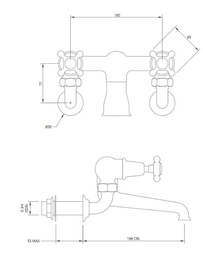 Lefroy Brooks Connaught Wall Mounted Bath Filler - Chrome