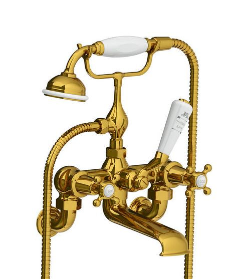 Lefroy Brooks Connaught Wall Mounted Bath Shower Mixer With Hose & Handset (choose finish)