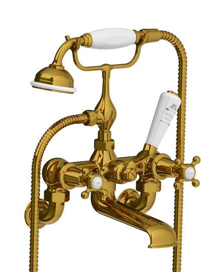 Lefroy Brooks Connaught Wall Mounted Bath Shower Mixer With Hose & Handset (choose finish)