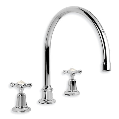 Lefroy Brooks Connaught Handle 3 Tap Hole Kitchen Mixer & Click Up Waste (choose finish)