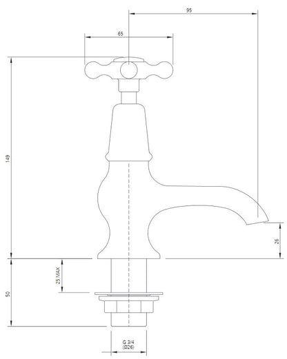 Lefroy Brooks Connaught Bath Pillar Taps (choose finish)