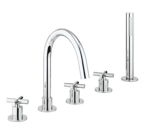 Crosswater MPRO Crosshead Bath 5 Hole Set Chrome