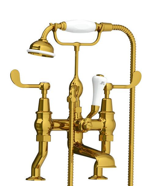Lefroy Brooks Connaught Lever Deck Mounted Bath Shower Mixer With Hose & Handset (choose finish)