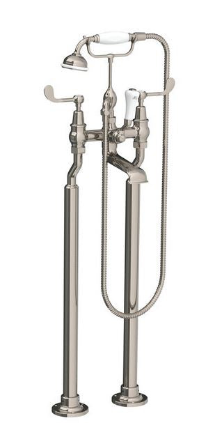 Connaught Lever Bath Shower Mixer with Stand Pipes - S/Nickel