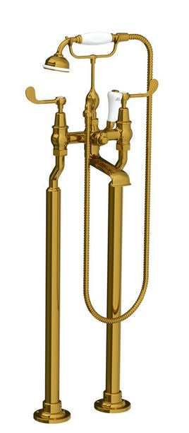 Connaught Lever Bath Shower Mixer with Stand Pipes - A/Gold