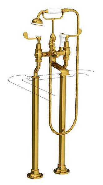 Lefroy Brooks Connaught Lever Bath Shower Mixer With Adjustable Standpipes For Rim Mounting - S/Nickel