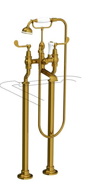 Lefroy Brooks Connaught Lever Bath Shower Mixer With Adjustable Standpipes For Rim Mounting - S/Nickel