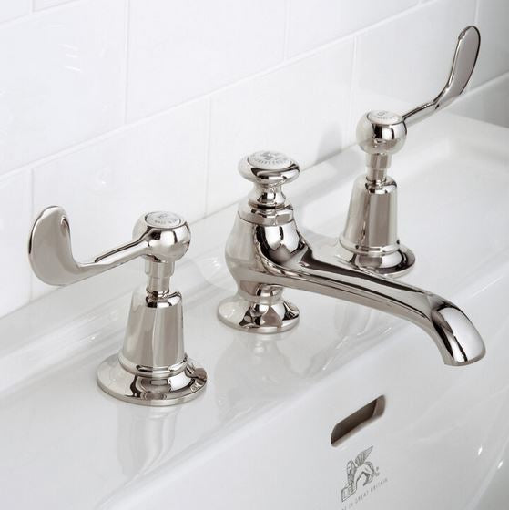 Lefroy Brooks Connaught Lever 3 Hole Basin Mixer Set With Pop Up Waste (choose finish)
