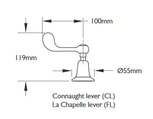 Lefroy Brooks Connaught Lever 3 Hole Basin Mixer Set With Pop Up Waste (choose finish)