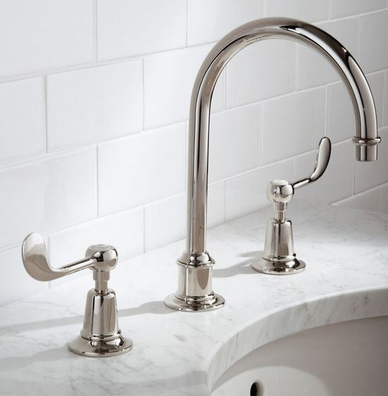 Lefroy Brooks Connaught Lever Tubular 3 Hole Basin Mixert Set With Click Up Waste (choose finish)
