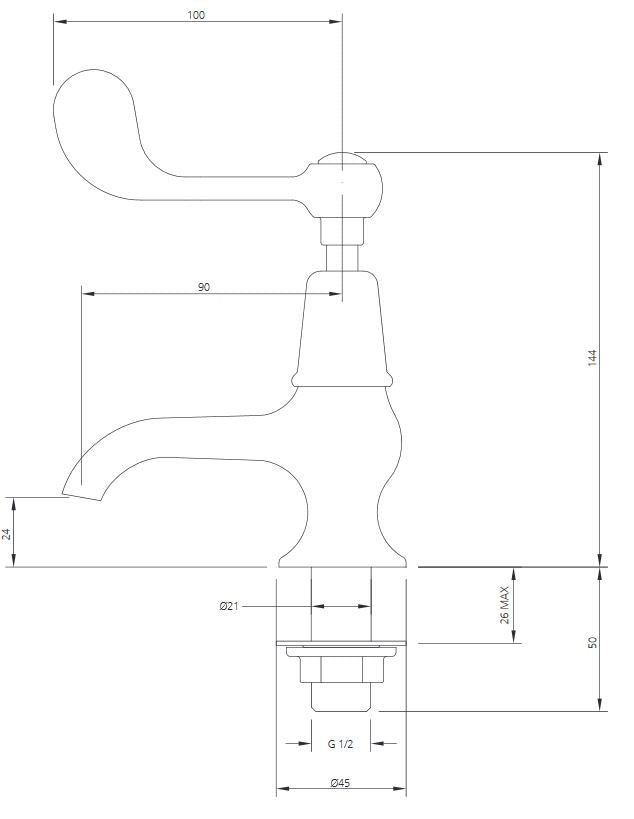 Lefroy Brooks Connaught Lever Basin Pillar Taps (choose finish)