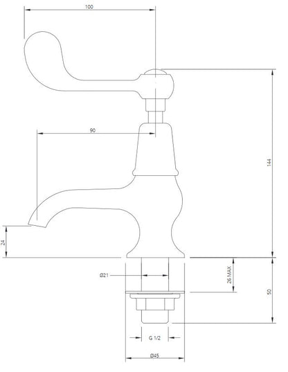 Lefroy Brooks Connaught Lever Basin Pillar Taps (choose finish)