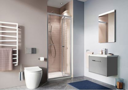 Crosswater Clear 6 Bi-Fold Door 1000mm Silver Frame 6mm