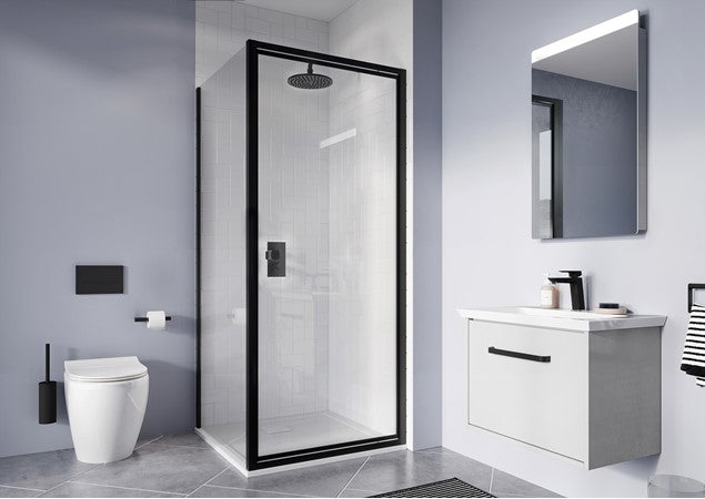 Crosswater Clear 6 Black Pivot Shower Door 900mm