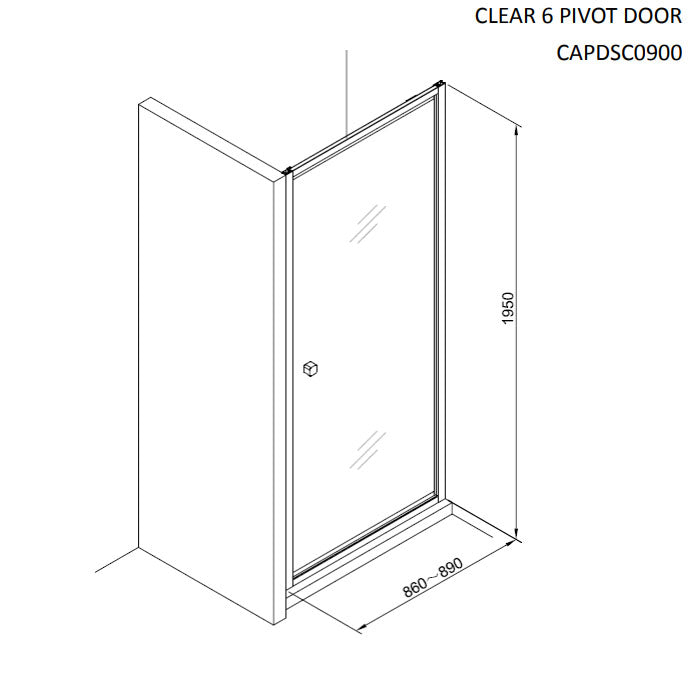 Crosswater Clear 6 Black Pivot Shower Door 900mm
