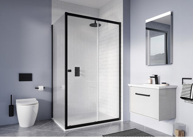 Crosswater Clear 6 1200 mm Sliding Shower Door Black Frame