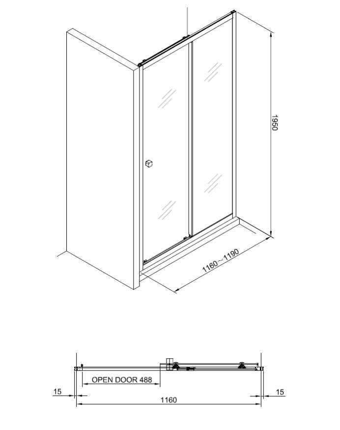 Crosswater Clear 6 1200mm Sliding Shower Door Brushed Brass