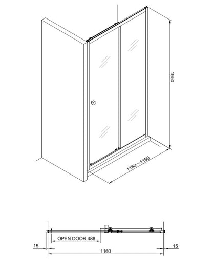 Crosswater Clear 6 1200 mm Sliding Shower Door Silver Frame