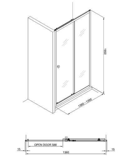 Crosswater Clear 6 1400mm Sliding Shower Door SBrushed Brass