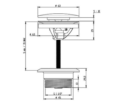 3ONE6 Universal Basin Click Clack Waste - Stainless Steel