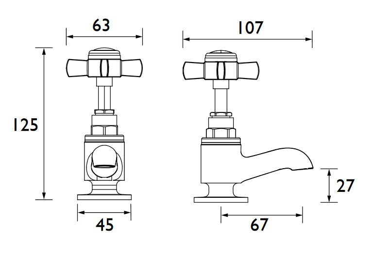 Dawlish Short Basin Taps Brushed Nickel